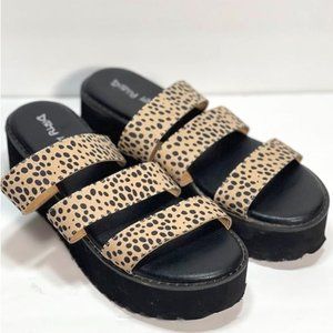 Dirty Laundry Platform Gladiator Slide Sandals - Animal Print - 3 Band - Size 8